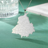 EUEAVAN 1pc India State Punjab Map Pendant Patriotic Ethnic Stainless Steel Charms DIY Necklace Keychain Jewelry Making Supplies