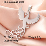 EUEAVAN 5pcs Phoenix Stainless Steel Pendant Fire Bird Hummingbird Charms Lucky Necklace Earrings Jewelry Making Supplies DIY
