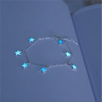 Luminous Europe and The United States Ladies Beach Wind Blue Five-pointed Star Tassel Anklet Luminous Star Bracelet Foot Jewelry
