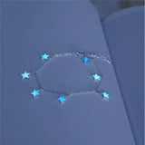 Luminous Europe and The United States Ladies Beach Wind Blue Five-pointed Star Tassel Anklet Luminous Star Bracelet Foot Jewelry