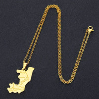 2024 New fashion stainless steel Congo map pendant necklace for men and women geometric titanium steel pendant ethnic style clav