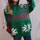 Women's Jacquard Round Neck Long Sleeve Thickened Knit Pullover Christmas Tree Design Autumn/winter New Style Sweater