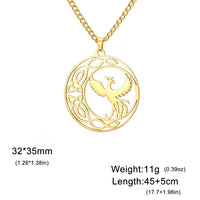 Dawapara Mythological Animals Phoenix Necklace Powerful Totem Celtics Crescent Moon Protection Amulet Stainless Steel Jewelry