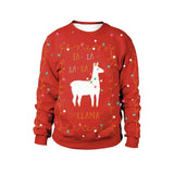 Men Women Llama Ugly Christmas Sweatshirt 3D Funny Print New Year Eve Xmas Sweater Couples Pullover Holiday Party Jumper Tops