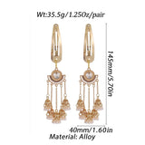 New Ethnic Indian Gold Color Crystal Long Tassel Hairpins Geometric Retro Hair Clips Girls Barrettes Slid Clip Fashion Jewelry