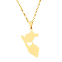 2024 new fashion stainless steel smooth Peru map heart necklace for women and men couples ethnic style accessories collarbone ch