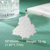 EUEAVAN 1pc India State Punjab Map Pendant Patriotic Ethnic Stainless Steel Charms DIY Necklace Keychain Jewelry Making Supplies