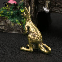 Vintage Brass Kangaroo Figurines Miniatures Tea Pets Crafts Desktop Small Ornaments Animal Statue Home Decors Accessories Gifts