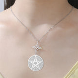 EUEAVAN God Name Tetragrammaton Pentacle Necklaces Stainless Steel Sacred Witch Knot Pendant Chain Solomon Seal Amulet Jewelry