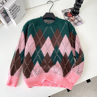 SINGREINY Christmas Style Knitting Warm Sweater O Neck Long Sleeves Argyle Design Loose Pullovers 2025 Autumn Casual Women Tops