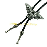 49MD Mens Gothic Western Bolo Tie Cowboy Necktie Metal Skull Moths Pedant Necklace