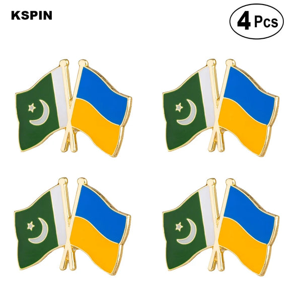 4pcs Pakistan & Ukrain Cross Badge Lapel Pin Badge  Brooch Icons