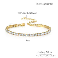 Iced Out 4MM Zircon Tennis Anklet Bracelet for Women Dazzling Bracelet on The Leg Chain Sexy Decoration on Foot Fashion Jewelry