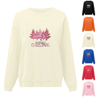 2024 Christmas Pullover Sweater Women's Winter Long Sleeve O-Neck Pullover Sweatshirts Funny Xmas Tree Print Graphic Sweater