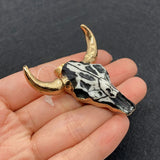 19 Styles Acrylic Cow Pendant Bull Skull Bone Gold Plated Charms for Men's Fashion DIY Jewelry Bull Head Pendant Necklace Gifts