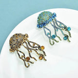Women Shining Jellyfish Pins Rhinestone Beautiful Sea Animal Party Brooch