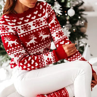 Winter 2025 Women's Christmas Sweater Soft Cute Xmas Look Knitwear Long Sleeve O Neck Jumpers Top Streetwear Y2K Style Pullovers