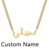 MYDIY Luxury Tennis Chain Personalized Arabic Necklace Arabic Calligraphy Custom 18k gold plated Name Pendant Jewelry For Women