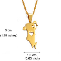 Anniyo 3cm Heart The Kingdom of Bahrain Map Pendant Chain Necklaces for Women Jewelry Gifts @005421