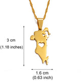 Anniyo 3cm Heart The Kingdom of Bahrain Map Pendant Chain Necklaces for Women Jewelry Gifts @005421