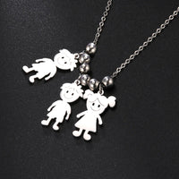 Personalized Boy Girl Necklace Custom Chain Name Mother Father Day Kid Family Gift For Women Men Stainless Steel Pendant Jewelry