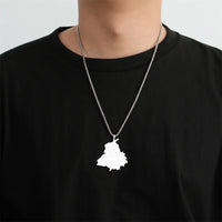 EUEAVAN 1pc India State Punjab Map Pendant Patriotic Ethnic Stainless Steel Charms DIY Necklace Keychain Jewelry Making Supplies