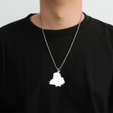 EUEAVAN 1pc India State Punjab Map Pendant Patriotic Ethnic Stainless Steel Charms DIY Necklace Keychain Jewelry Making Supplies