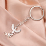 Phoenix Keychain Gift for Woman Men Key Chain Ring Reborn God Bird Supernatural Amulet Stainless Steel Pendant Design Jewelry