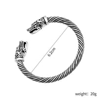 Classic Animal Viking Double Wolf Head Adjustable Bracelet Men Stainless Steel Bracelet Fashion Double Snake Heads Jewelry Gift