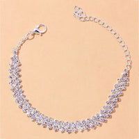 2pcs Shining Cubic Zirconia Chain Anklet for Women Fashion Silver Color Ankle Bracelet Barefoot Sandals Foot Jewelry