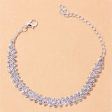 2pcs Shining Cubic Zirconia Chain Anklet for Women Fashion Silver Color Ankle Bracelet Barefoot Sandals Foot Jewelry