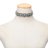Vintage Alloy Carved Sun Pattern Choker Necklace for Women Traditional Boho Ethnic Round Collar Necklaces Statement Jewelry Gift