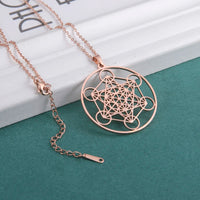 Skyrim Stainless Steel Angel Seal Archangel Metatron Cube Necklace Women Men Sacred Geometry Amulet Religious Spiritual Jewelry