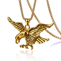 European and American Fashion Gold Plated Stainless Steel Men's Eagle Wings Pendant Necklace Chain