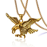 European and American Fashion Gold Plated Stainless Steel Men's Eagle Wings Pendant Necklace Chain