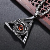Retro God's Eye Triangular Devil's Eye Pendant Necklace Men's Fashion Hip Hop Trendy Cool Jewelry