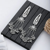 New Ethnic Indian Gold Color Crystal Long Tassel Hairpins Geometric Retro Hair Clips Girls Barrettes Slid Clip Fashion Jewelry