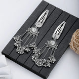 New Ethnic Indian Gold Color Crystal Long Tassel Hairpins Geometric Retro Hair Clips Girls Barrettes Slid Clip Fashion Jewelry