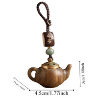 Statue Mini Little Teapot Keychain Waterproof Openable Carved Teapot Pendant Beads Ornament Green Sandalwood Phone Chain Friends