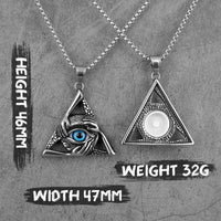 Guardian Eye Triangle Long Men Necklaces Pendant Chain Punk for Boyfriend Male Stainless Steel Jewelry Creativity Gift Wholesale