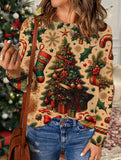 2024 New Autumn And Winter Fashionable And Cute Christmas All-over Printed Round Neck Mink Fur Printed Sweater