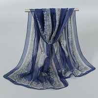 Indian Style New Chiffon Scarves Women Breathable Thin Simulation Silk Scarf Ladies Shawl And Wraps Women Printing Hijab Stole