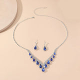 Ladies' light luxury style geometric water droplet set necklace, earrings, daily wear holiday gifts