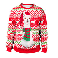 Men Women Llama Ugly Christmas Sweatshirt 3D Funny Print New Year Eve Xmas Sweater Couples Pullover Holiday Party Jumper Tops