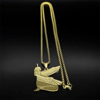 Egyptian Isis Goddess of Life Necklace for Women Men Stainless Steel Gold/Silver Color Egypt Mystery Amulet Chain Jewelry