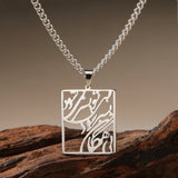 LIKGREAT Iranian Persian Parsi Farsi Poem Eshgh Necklace Stainless Steel Women Spuare Pendant Necklace Chain Jewelry Gift