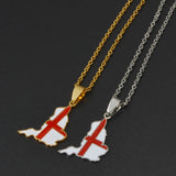 Anniyo England Ireland Pendant Necklaces for Women Girls Stainless Steel Lloegr Angleterre Éirinn Accessory #504862