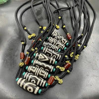 Black And White Dzi Clavicle Tibetan Old Agate Necklace Sweater Chain