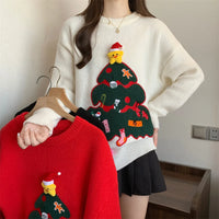 Red Christmas Pullover Sweater For Women In Autumn And Winter 2025 Women's Casual Versatile O Neck Knitted Sweater New Casual