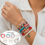 5pcs/set Cute Christmas Series Snowflake Tree Pendant Crystal Bracelet Women CCB Beads Adjustable Thread Rope Bracelet